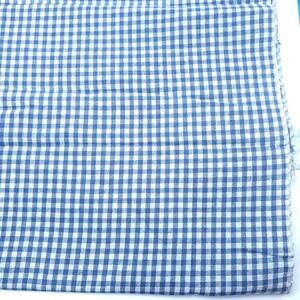 Vintage Blue White Gingham Linen Fabric 124"x45" Check Woven 3.4 Yards Rare